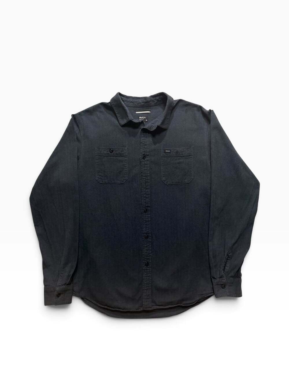 RVCA Men's Dark Blue Long Sleeve Button-Down Flannel Shirt Size XL